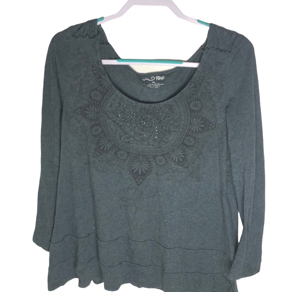 RXB Casual Long Sleeve Shirt With Rhinestone Embellishments Women’s Size XL